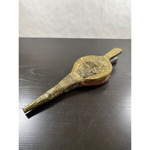 Vintage Embossed Brass Fireplace Bellows Sailing Ship Nautical Decor 14 Inch